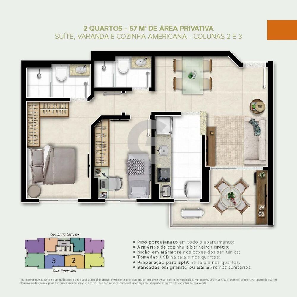 Apartamento, 2 quartos, 61 m² - Foto 2