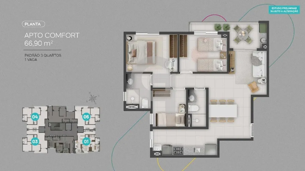 Apartamento, 3 quartos, 66 m² - Foto 6