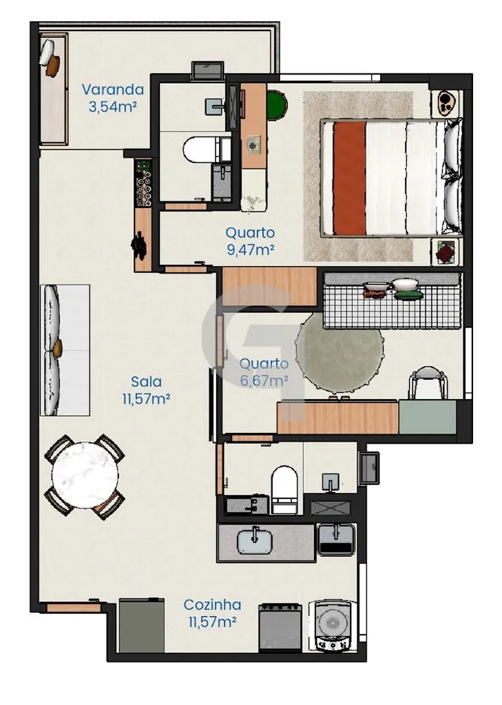 Apartamento, 2 quartos, 46 m² - Foto 8
