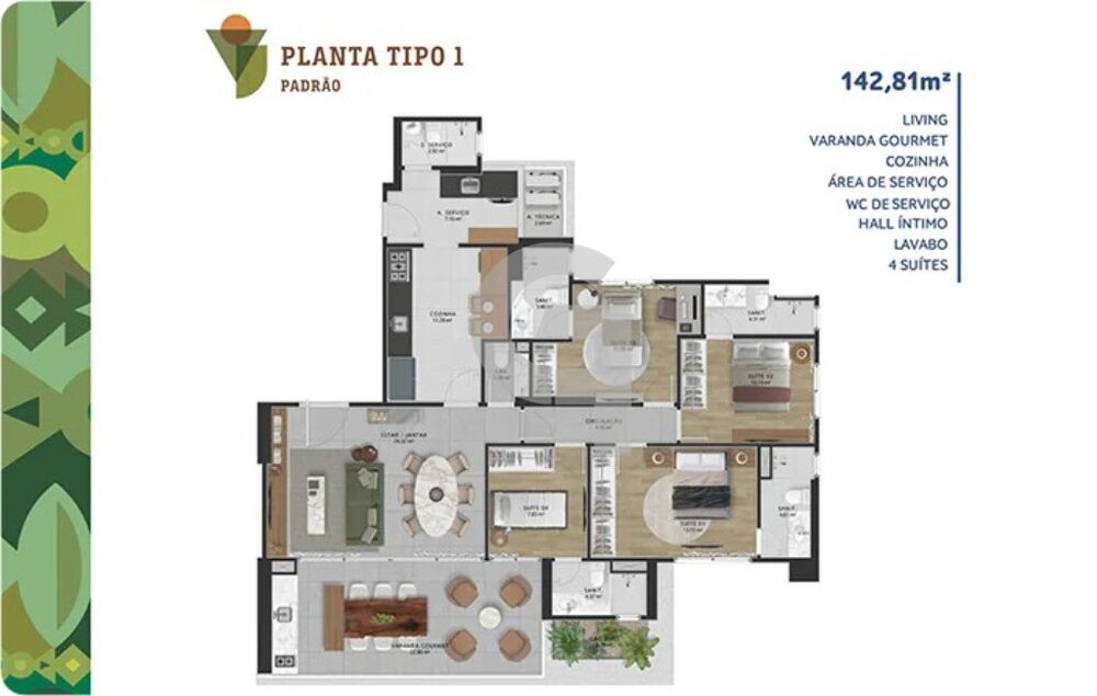 Apartamento, 4 quartos, 142 m² - Foto 3