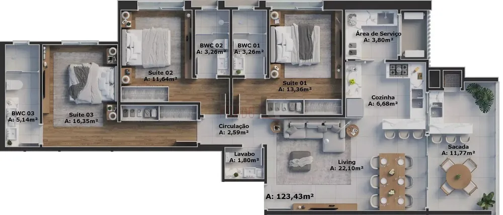 Apartamento, 3 quartos, 123 m² - Foto 8