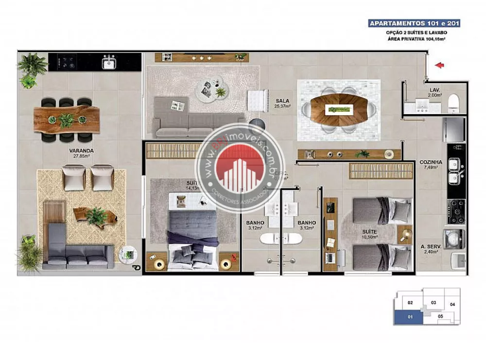 Cobertura, 3 quartos, 153 m² - Foto 8