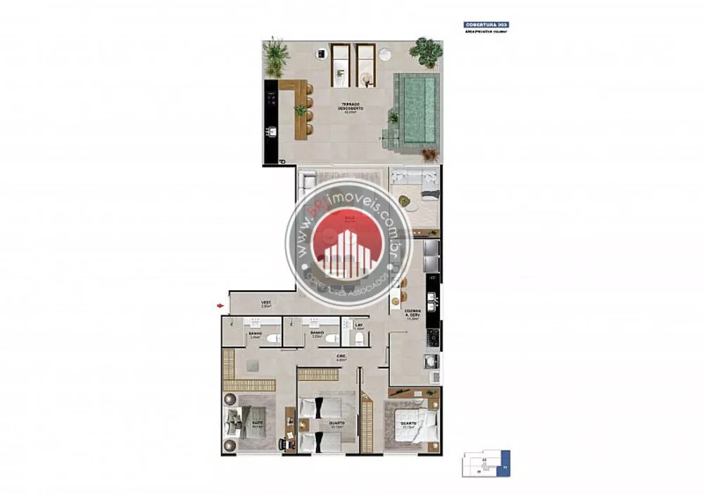 Cobertura, 3 quartos, 153 m² - Foto 6