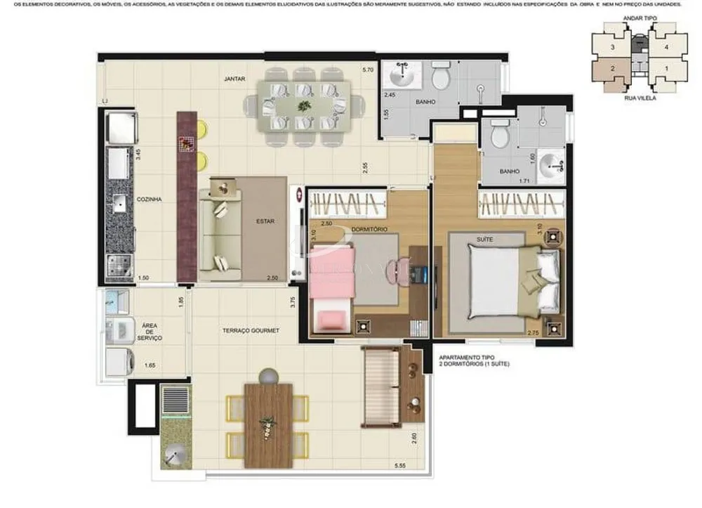 Apartamento, 2 quartos, 81 m² - Foto 2