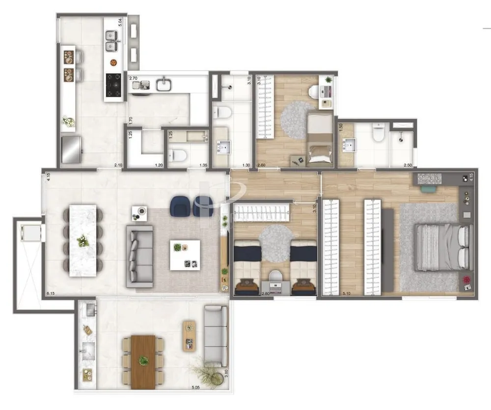 Apartamento, 3 quartos, 121 m² - Foto 1