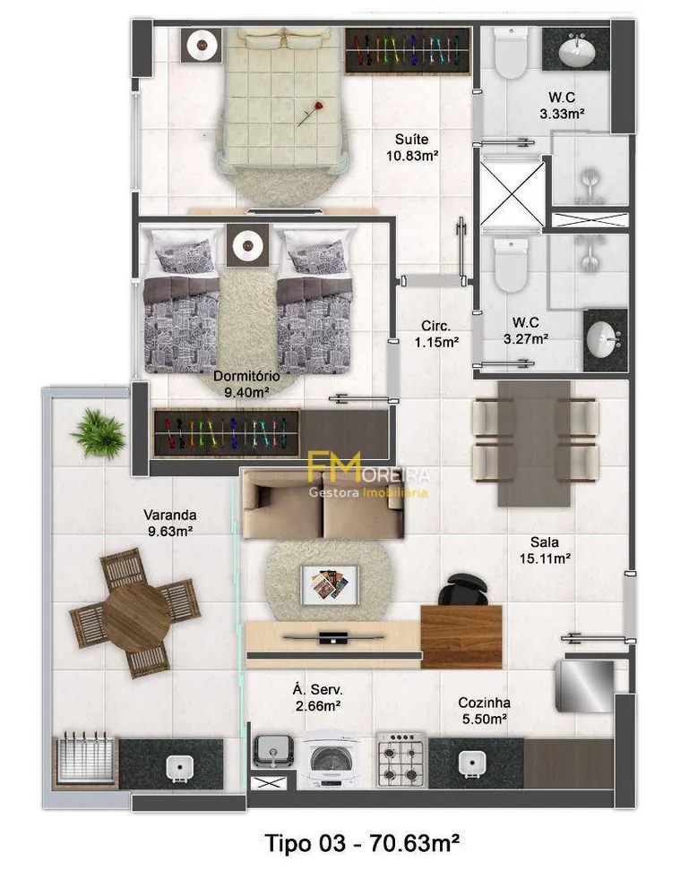 Apartamento, 2 quartos, 70 m² - Foto 2