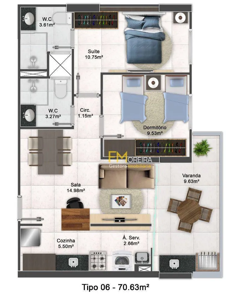 Apartamento, 2 quartos, 70 m² - Foto 3