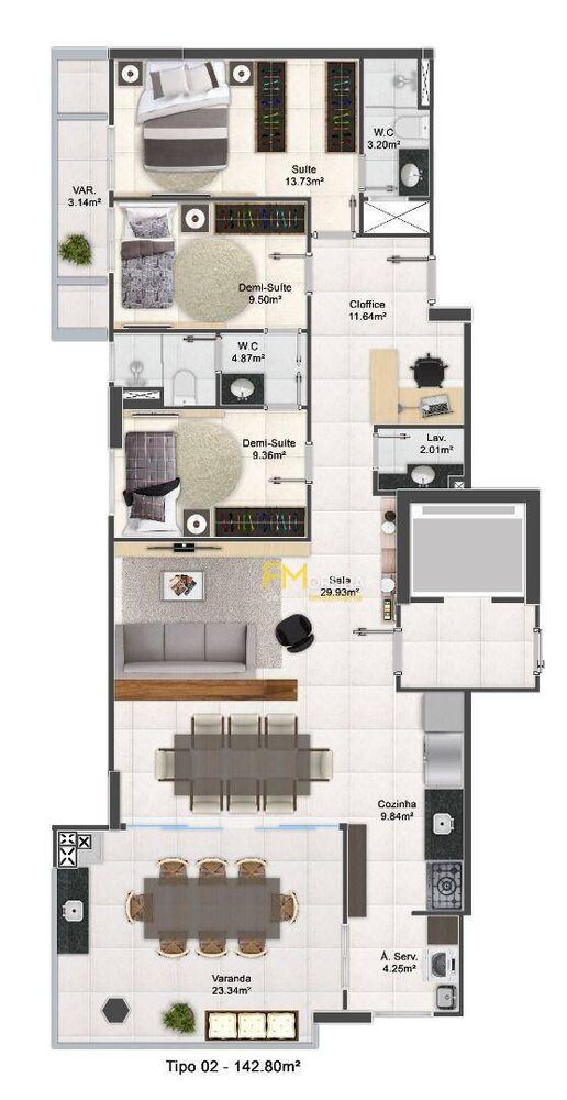 Apartamento, 3 quartos, 142 m² - Foto 7