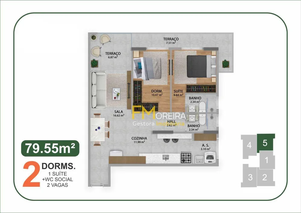 Apartamento, 2 quartos, 79 m² - Foto 3