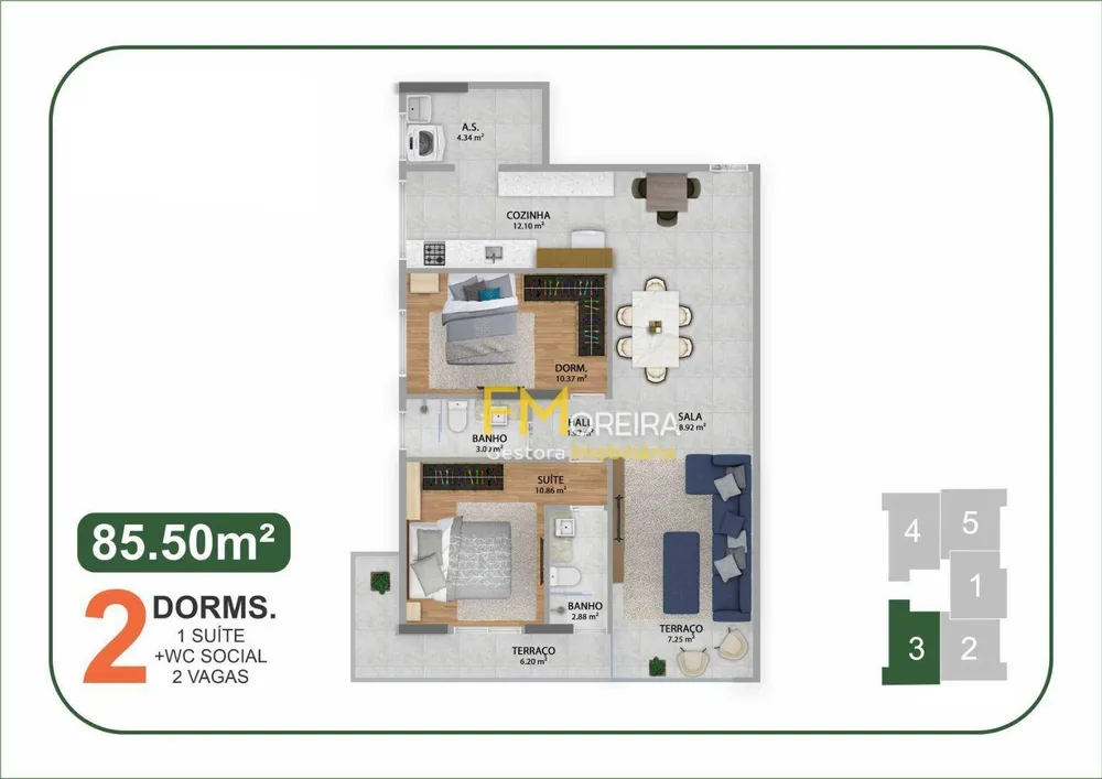 Apartamento, 2 quartos, 85 m² - Foto 3