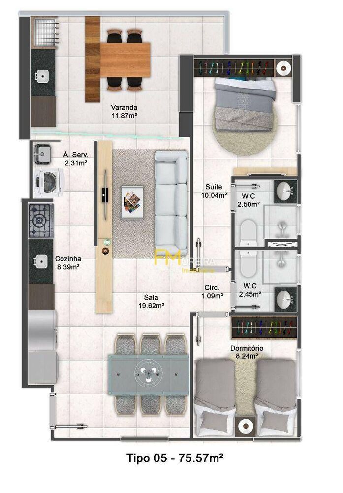Apartamento, 2 quartos, 75 m² - Foto 3