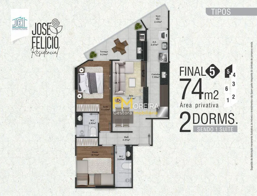 Apartamento, 2 quartos, 74 m² - Foto 3