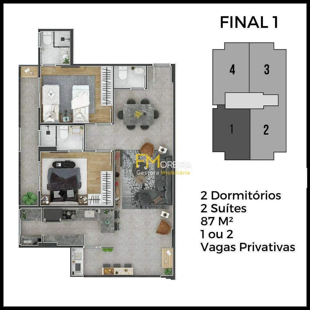 Apartamento, 2 quartos, 87 m² - Foto 2