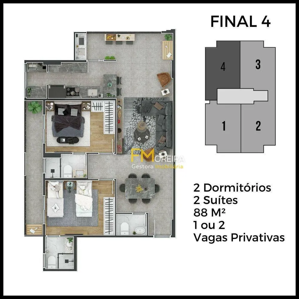 Apartamento, 2 quartos, 87 m² - Foto 2