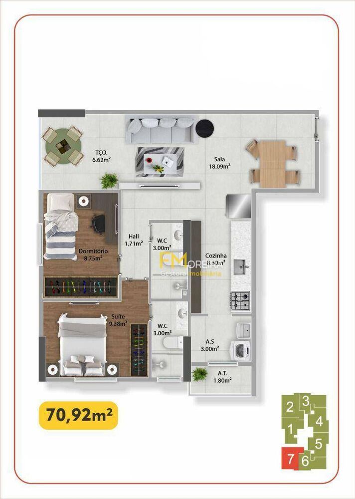 Apartamento, 2 quartos, 70 m² - Foto 2