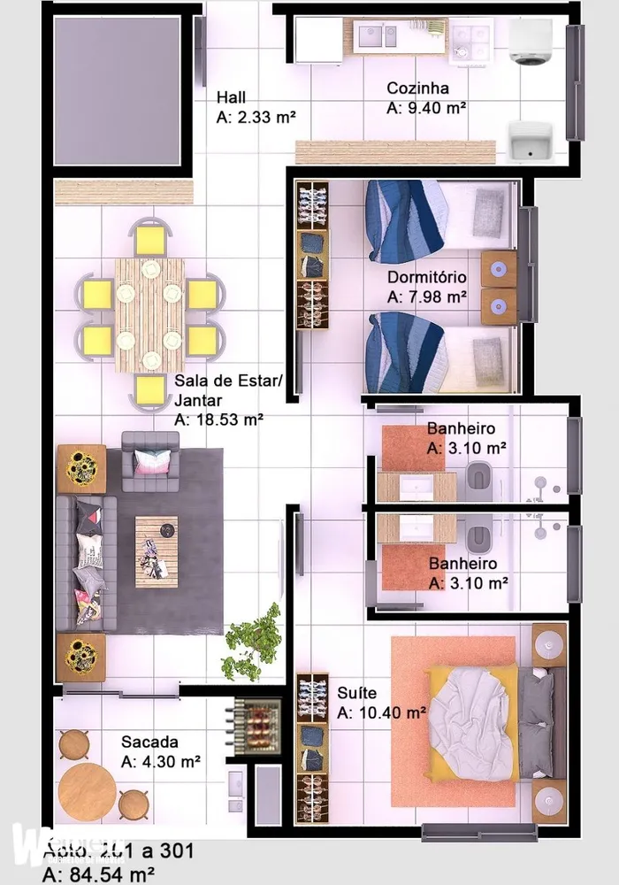 Apartamento, 2 quartos, 84 m² - Foto 2