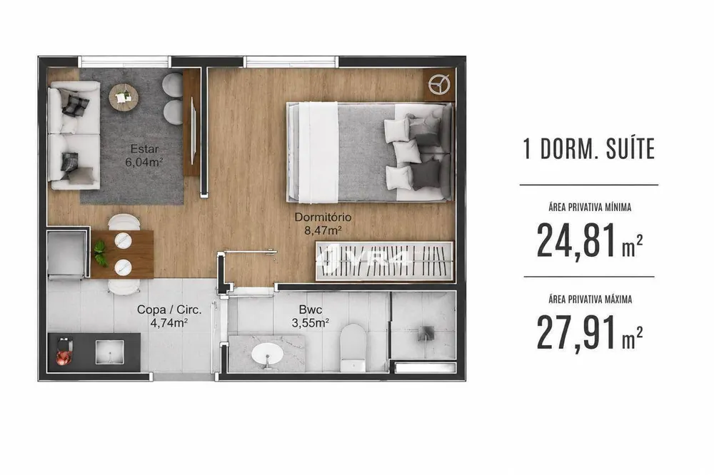 Apartamento, 1 quarto, 25 m² - Foto 1