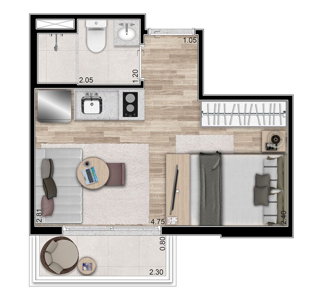 Apartamento, 1 quarto, 28 m² - Foto 6
