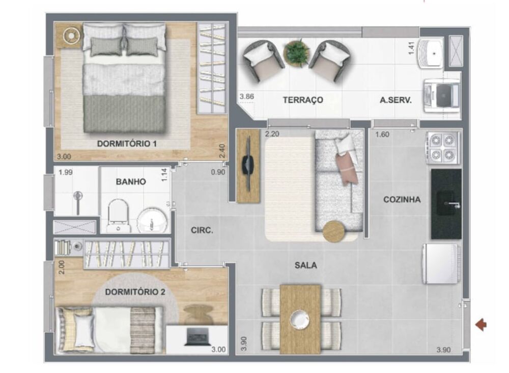 Apartamento, 2 quartos, 34 m² - Foto 4