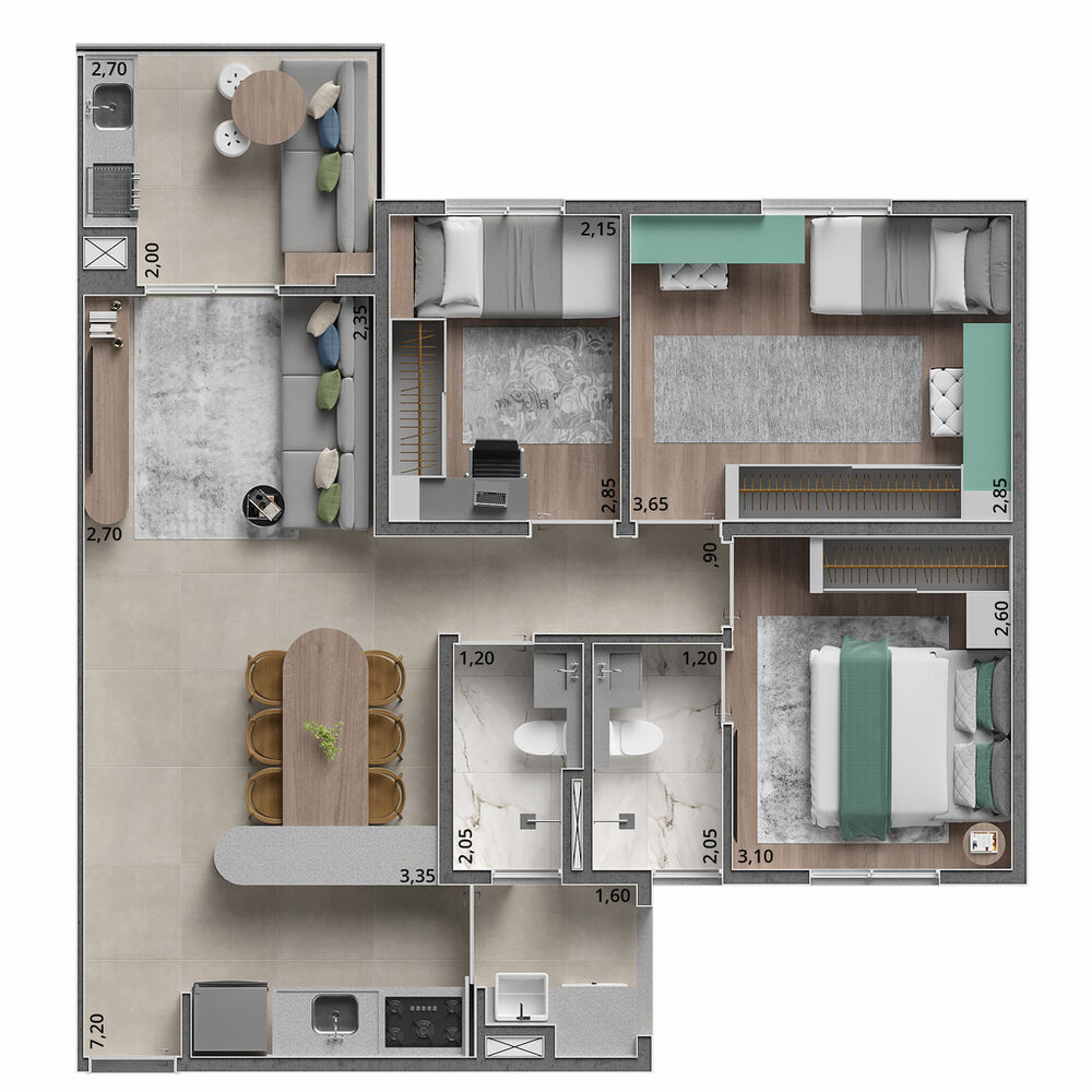 Apartamento à venda com 3 quartos, 70m² - Foto 4