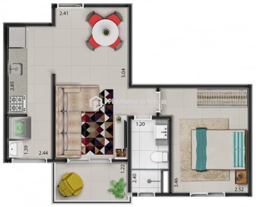 Apartamento, 1 quarto, 41 m² - Foto 3
