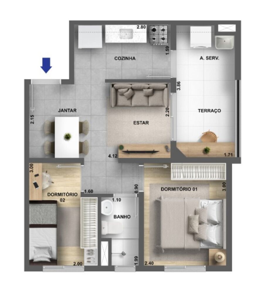 Apartamento, 2 quartos, 35 m² - Foto 12