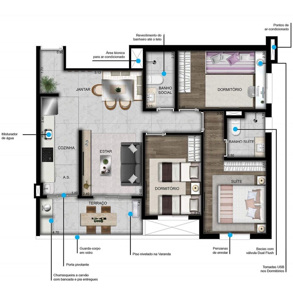Apartamento, 3 quartos, 65 m² - Foto 4