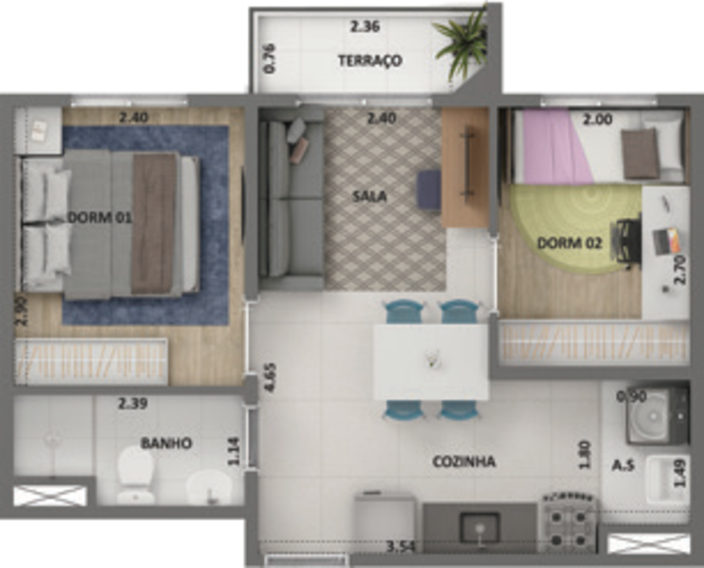 Apartamento, 2 quartos, 34 m² - Foto 3