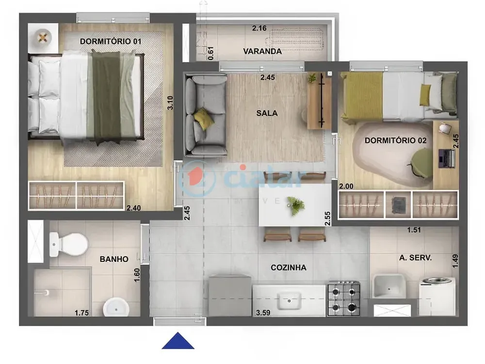Apartamento, 2 quartos, 37 m² - Foto 16