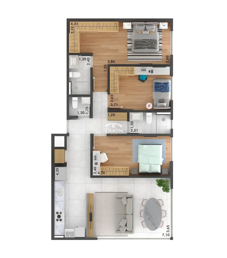 Apartamento, 3 quartos, 76 m² - Foto 1