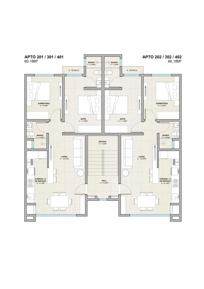 Apartamento, 2 quartos, 60 m² - Foto 3