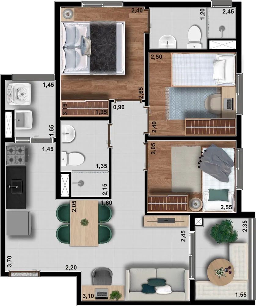 Apartamento, 3 quartos, 55 m² - Foto 8