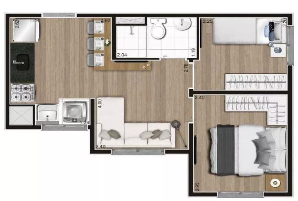 Apartamento, 2 quartos, 37 m² - Foto 2