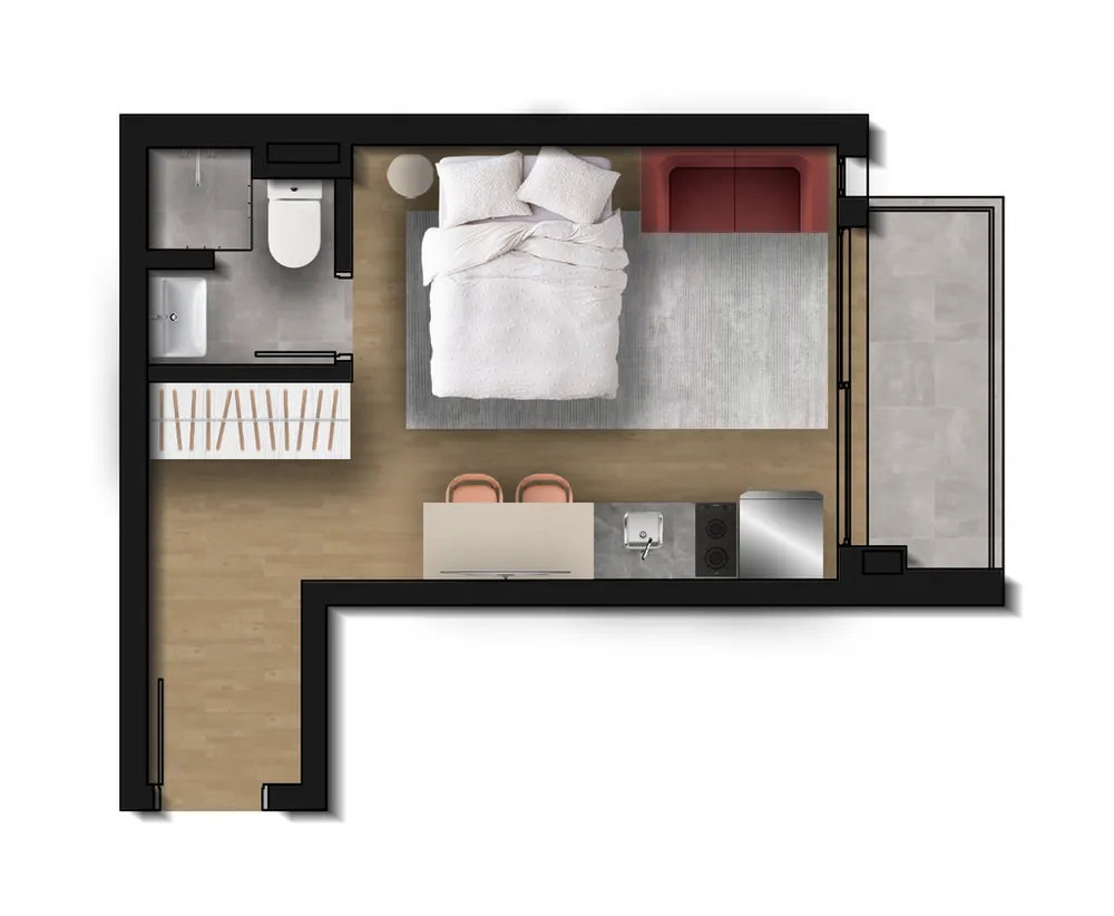 Apartamento, 1 quarto, 27 m² - Foto 7