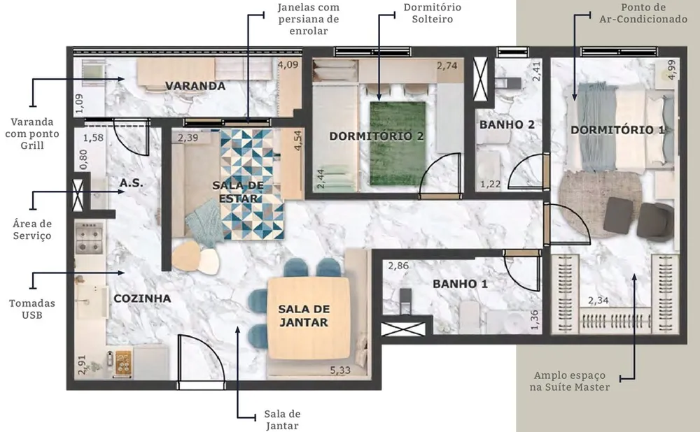Apartamento, 2 quartos, 47 m² - Foto 3