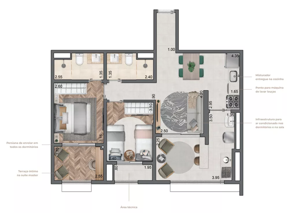 Apartamento, 2 quartos, 66 m² - Foto 1