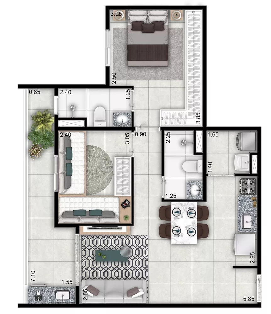 Apartamento, 2 quartos, 57 m² - Foto 3