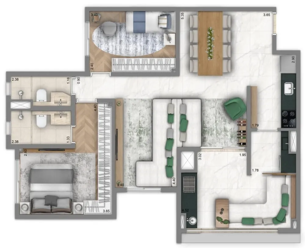 Apartamento, 3 quartos, 108 m² - Foto 2