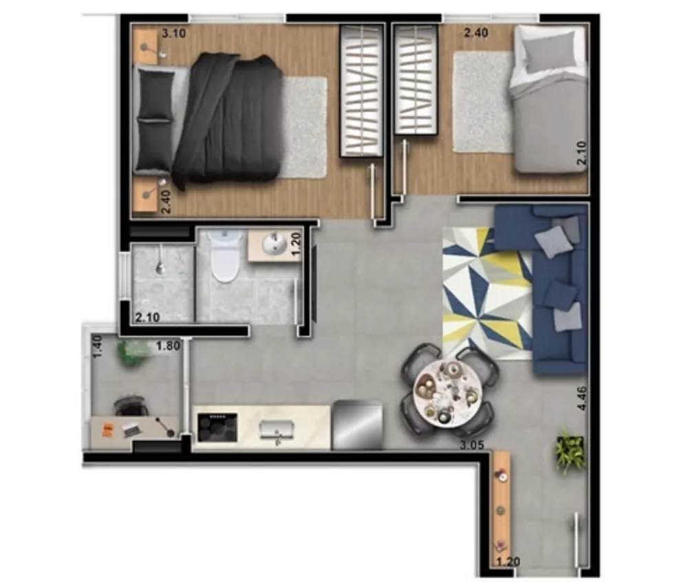 Apartamento, 2 quartos, 46 m² - Foto 9