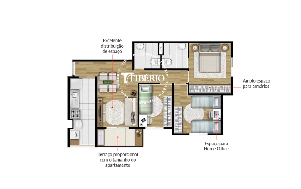 Apartamento, 3 quartos, 59 m² - Foto 2