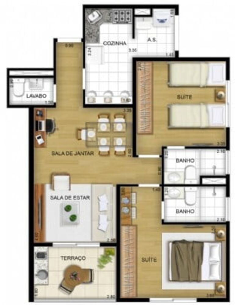 Apartamento à venda com 2 quartos, 64m² - Foto 4