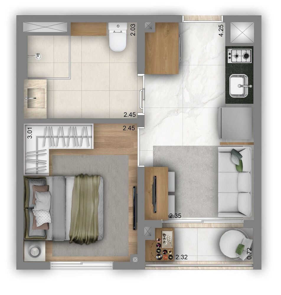 Apartamento à venda com 1 quarto, 27m² - Foto 3