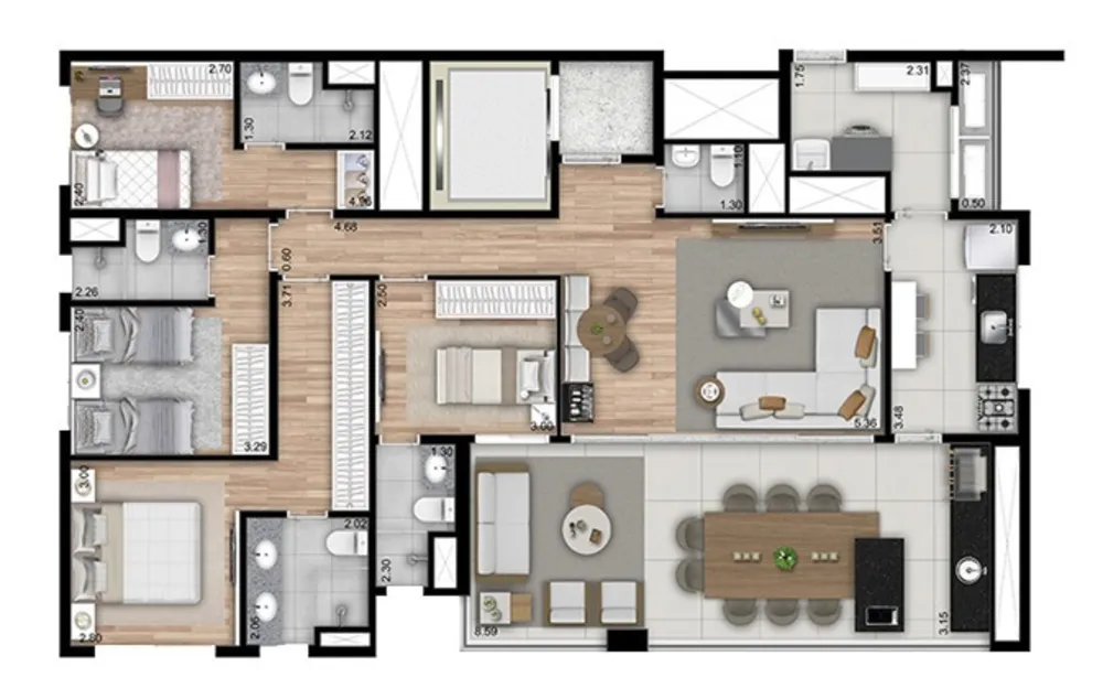 Apartamento, 4 quartos, 146 m² - Foto 1
