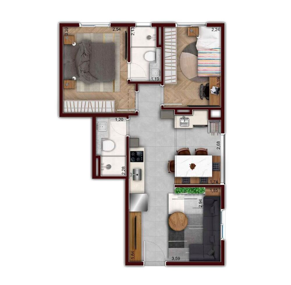 Apartamento, 2 quartos, 48 m² - Foto 1