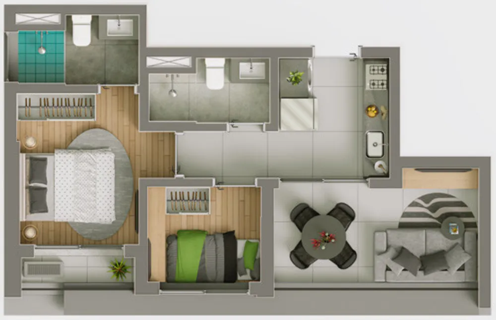 Apartamento, 2 quartos, 46 m² - Foto 2