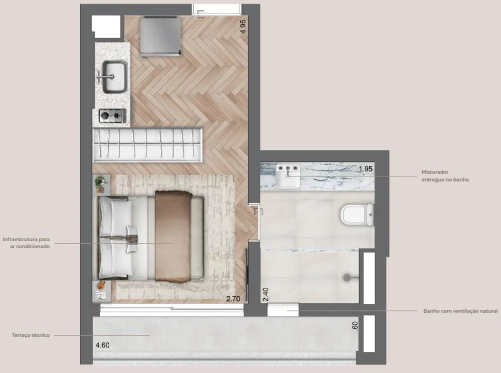 Apartamento, 1 quarto, 49 m² - Foto 4