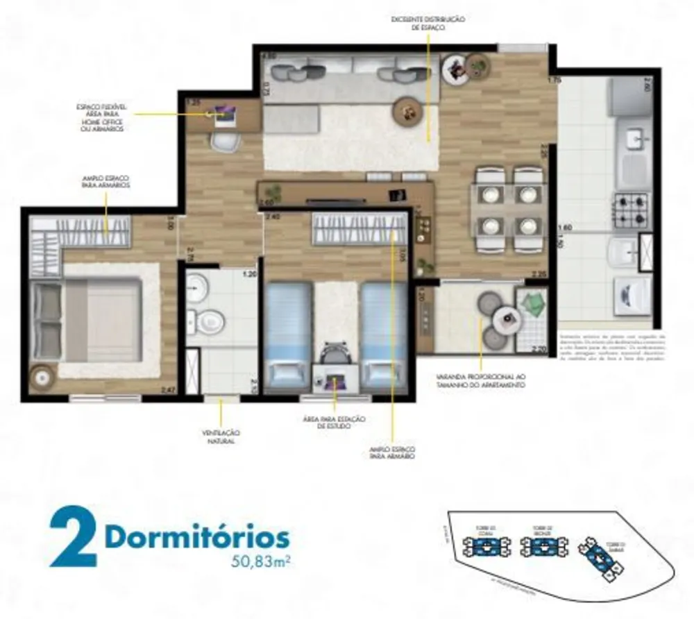 Apartamento, 2 quartos, 50 m² - Foto 10