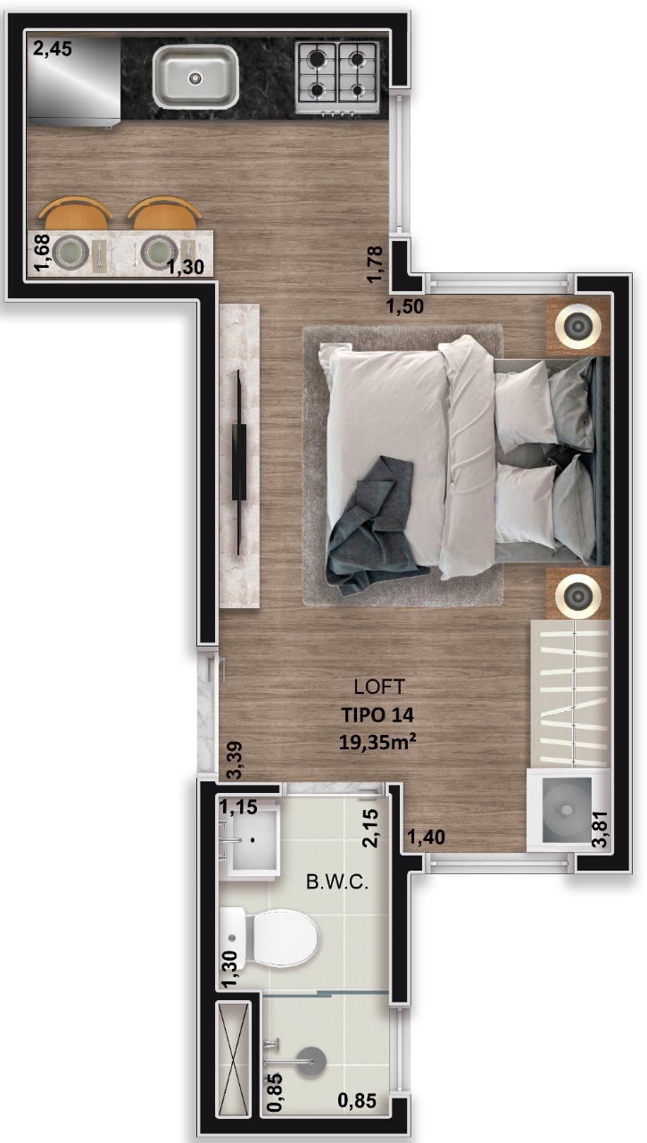 Apartamento à venda com 1 quarto, 19m² - Foto 4