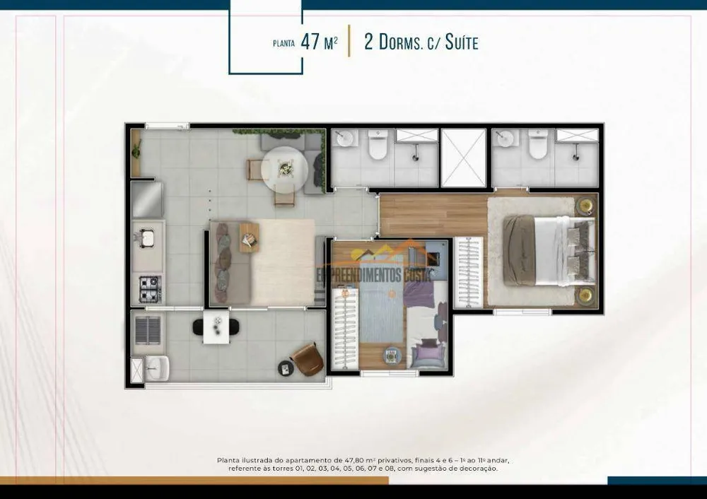Apartamento, 2 quartos, 45 m² - Foto 1