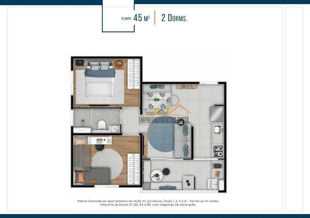 Apartamento, 2 quartos, 45 m² - Foto 10